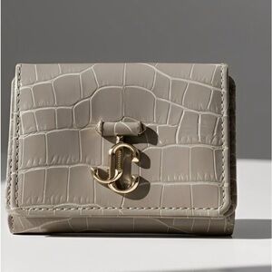 Jimmy Choo Taupe Croc-Embossed Wallet